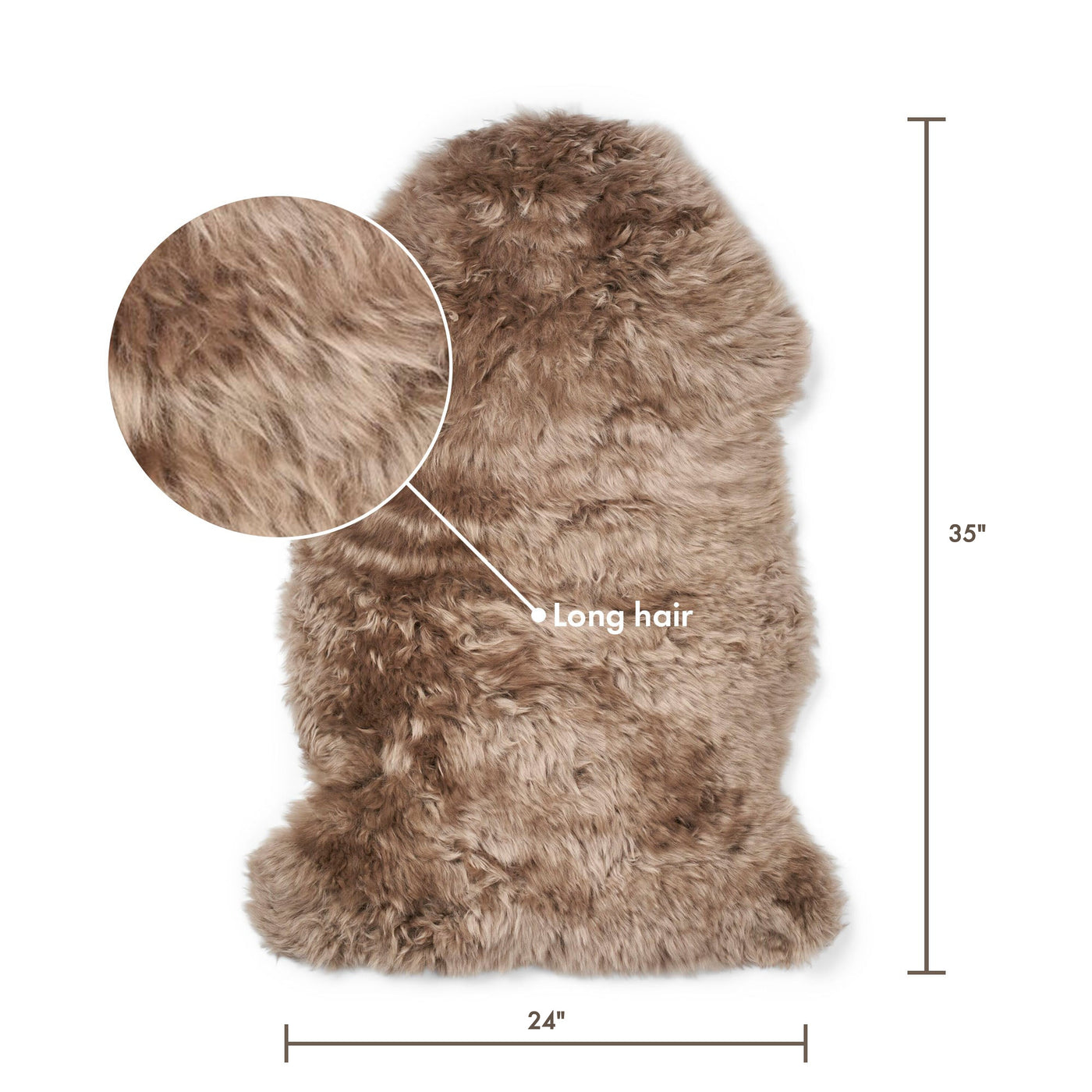 Merino Sheepskin Dyed New Zealand approx. 35 in - Taupe