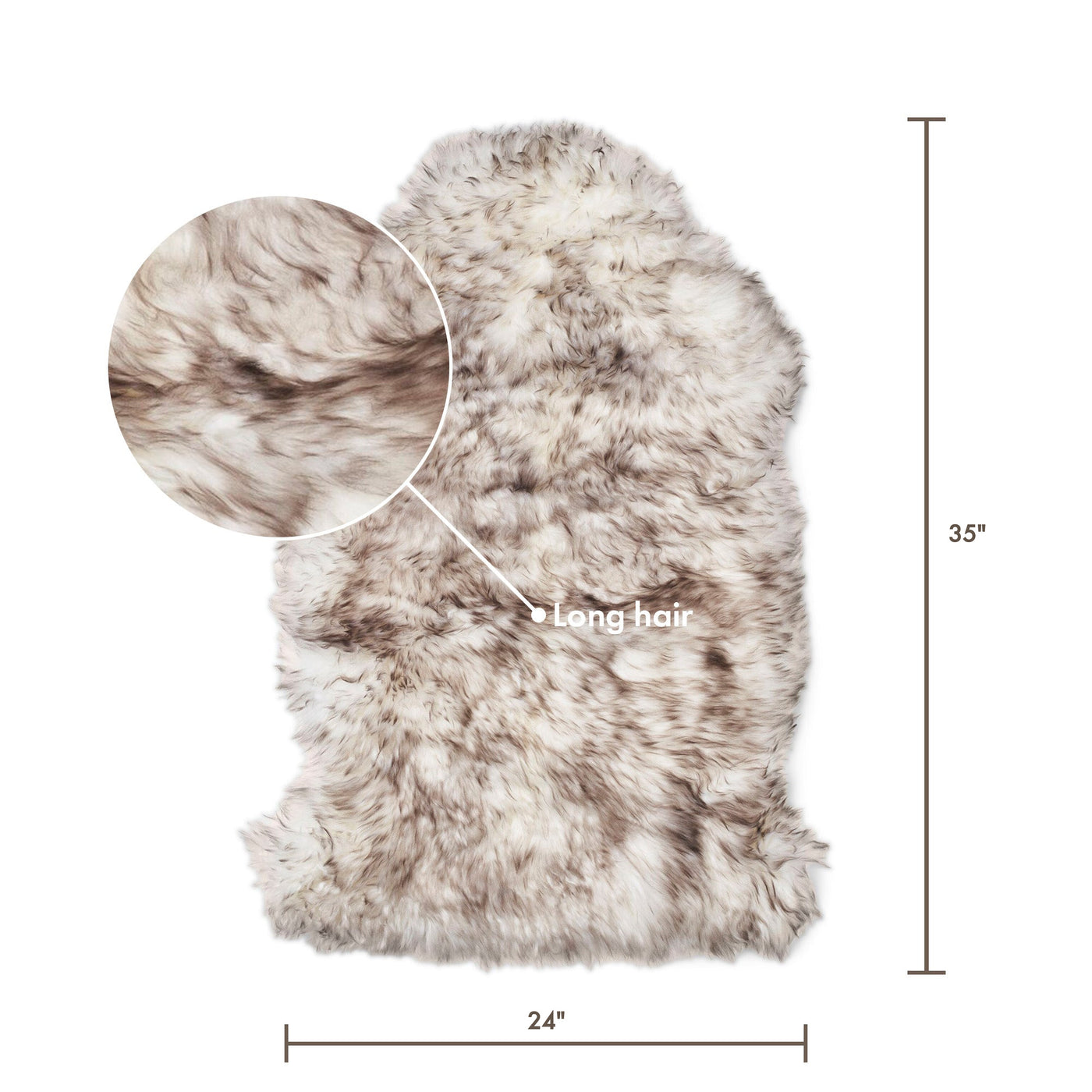 Merino Sheepskin Dyed New Zealand approx. 35 in - Wolf Tip