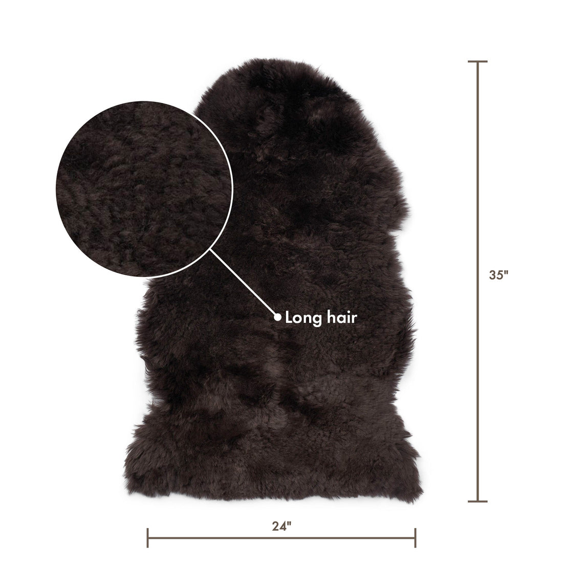 Merino Sheepskin Dyed New Zealand approx. 35 in - Chocolate