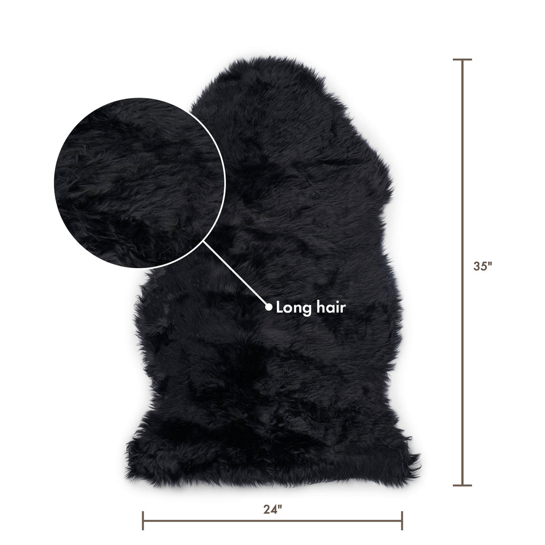 Merino Sheepskin Dyed New Zealand approx. 35 in - Black