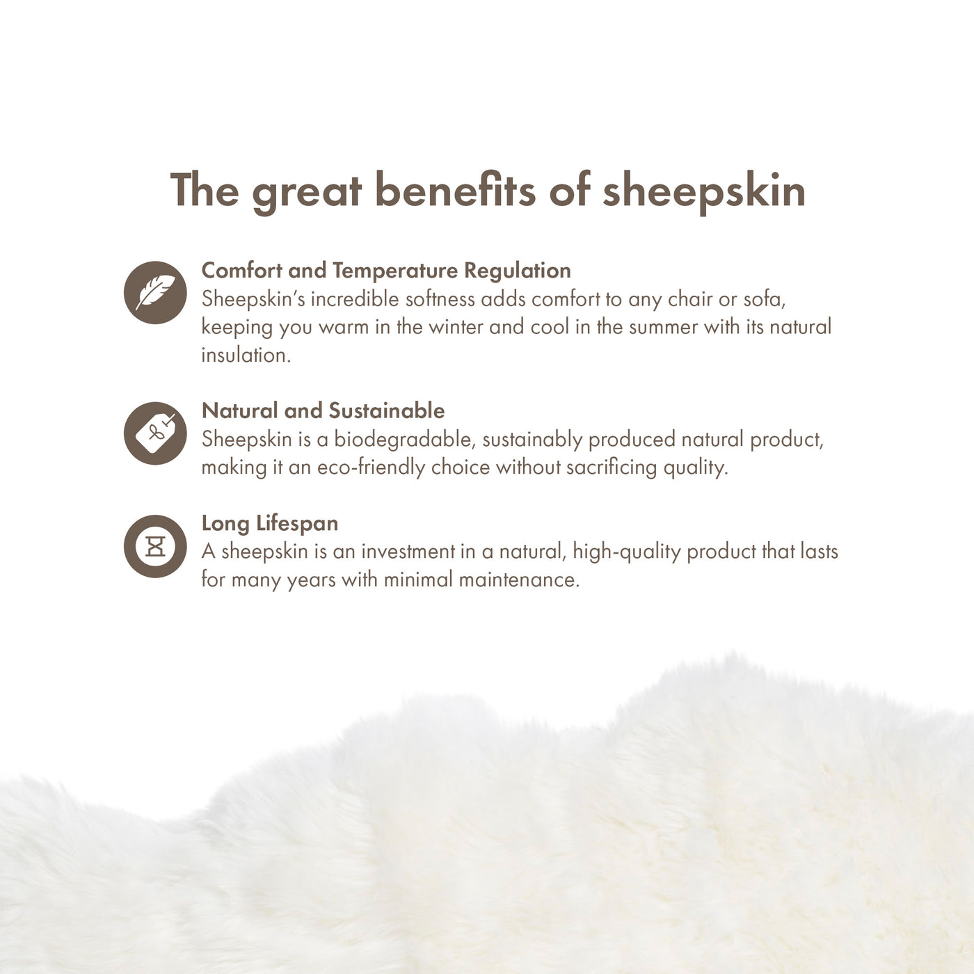 Merino Sheepskin Dyed New Zealand approx. 35 in - Ivory