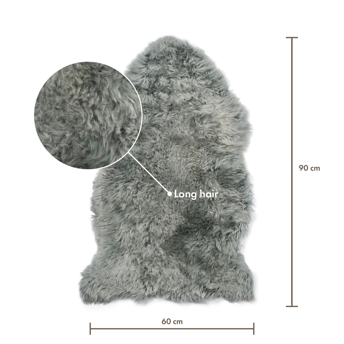 Merino Sheepskin Dyed New Zealand approx. 35 in - Light Grey