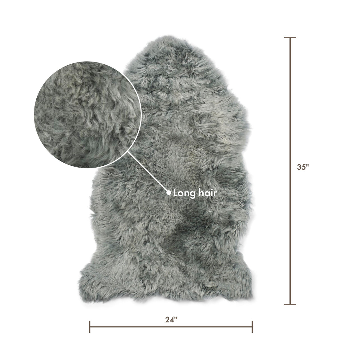 Merino Sheepskin Dyed New Zealand approx. 35 in - Light Grey