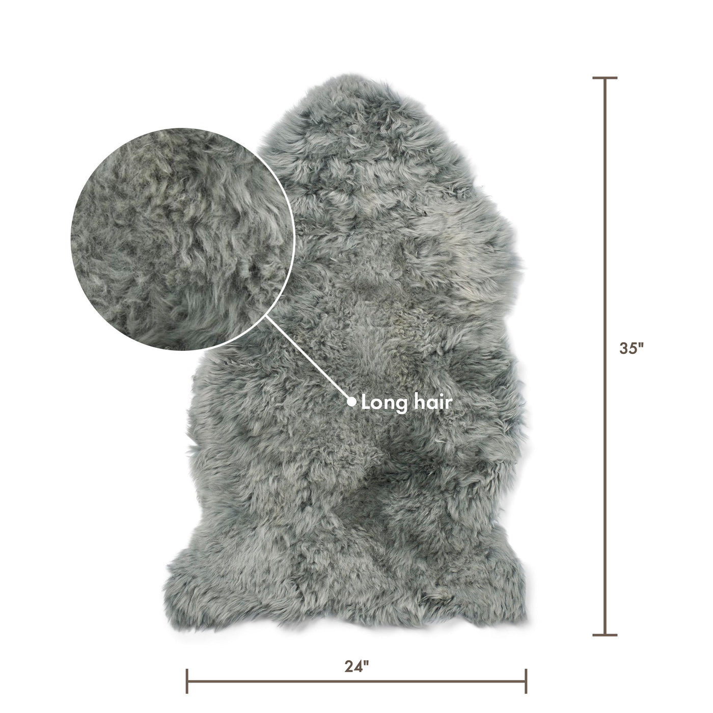 Merino Sheepskin Dyed New Zealand approx. 35 in - Light Grey