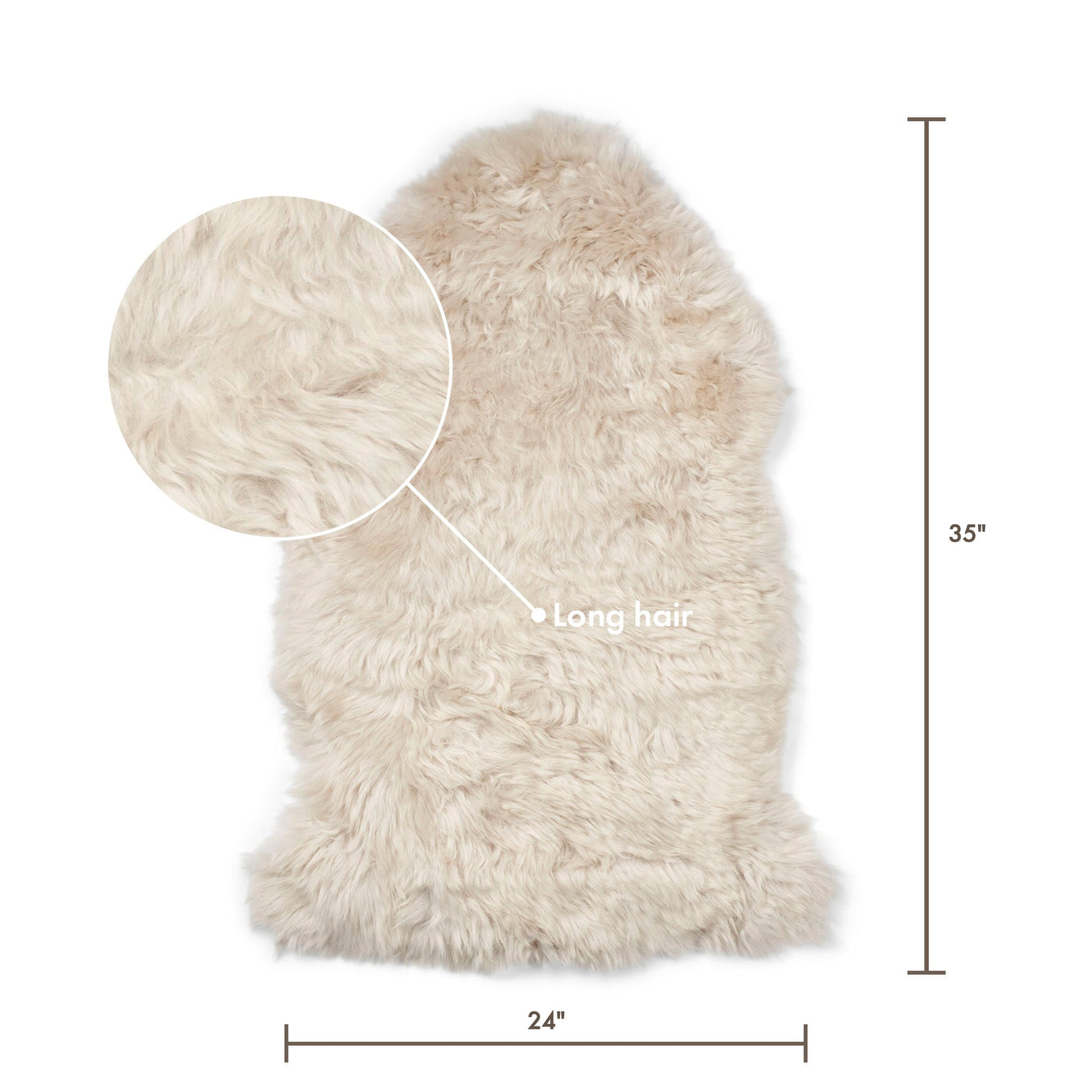 Merino Sheepskin Dyed New Zealand approx. 35 in - Linen