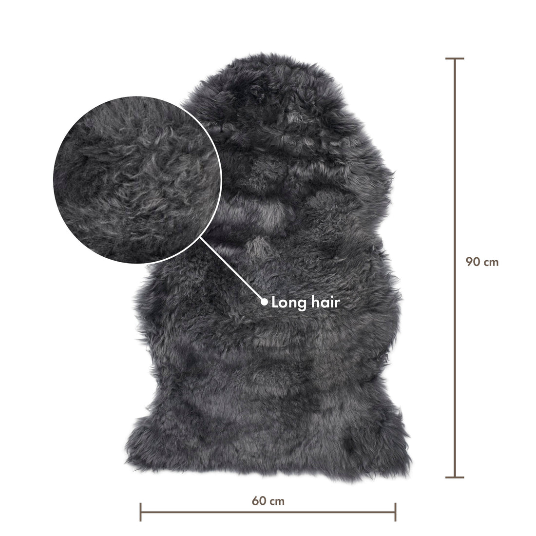 Merino Sheepskin Dyed New Zealand approx. 35 in - Steel