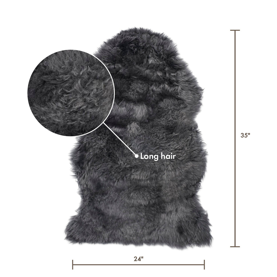 Merino Sheepskin Dyed New Zealand approx. 35 in - Steel