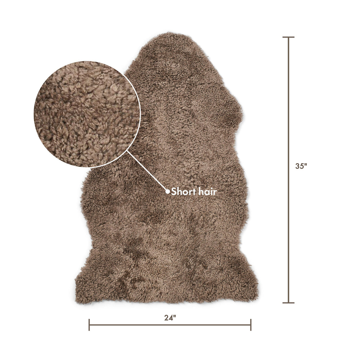 Merino Sheepskin Short Wool approx. 35 in - Taupe