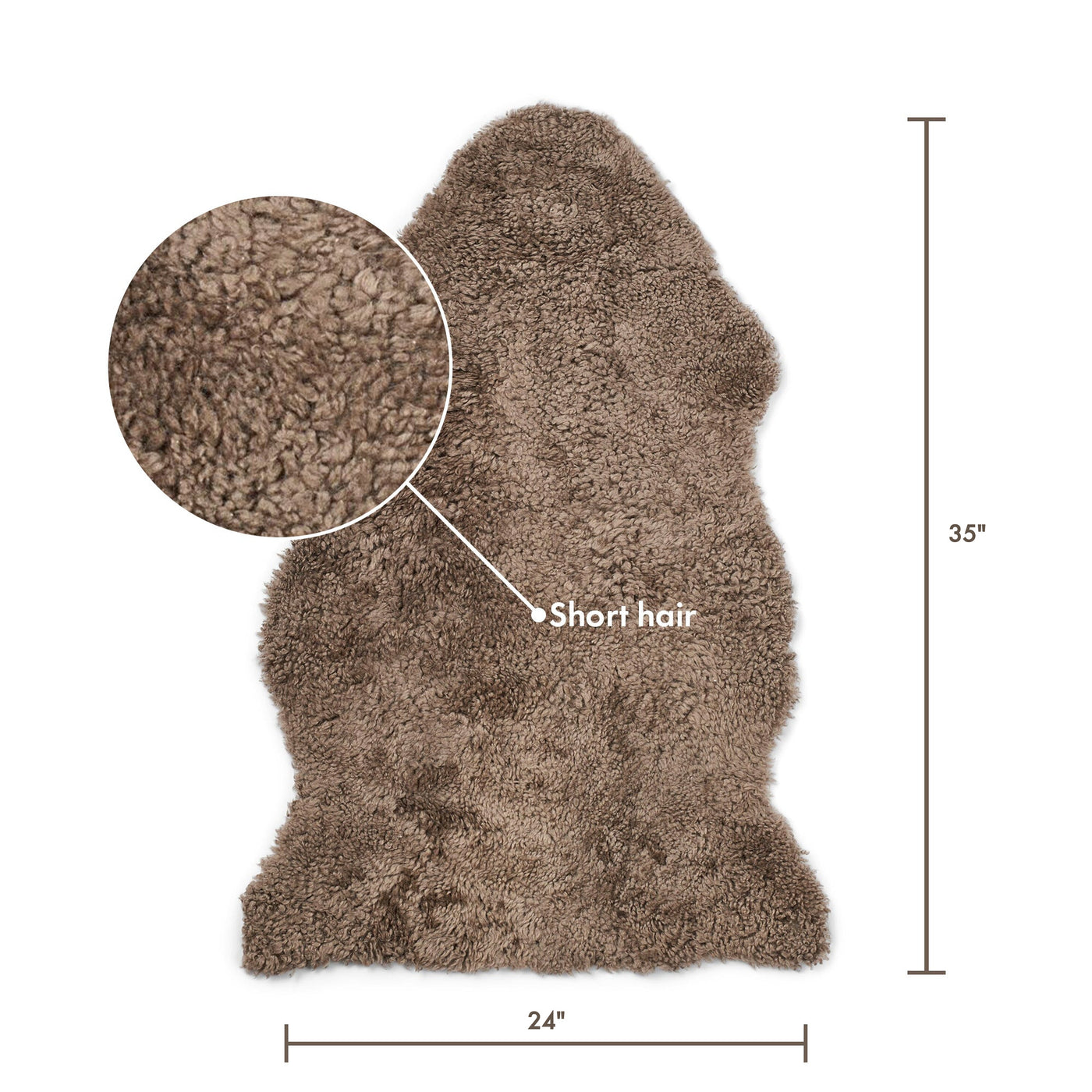 Merino Sheepskin Short Wool approx. 35 in - Taupe