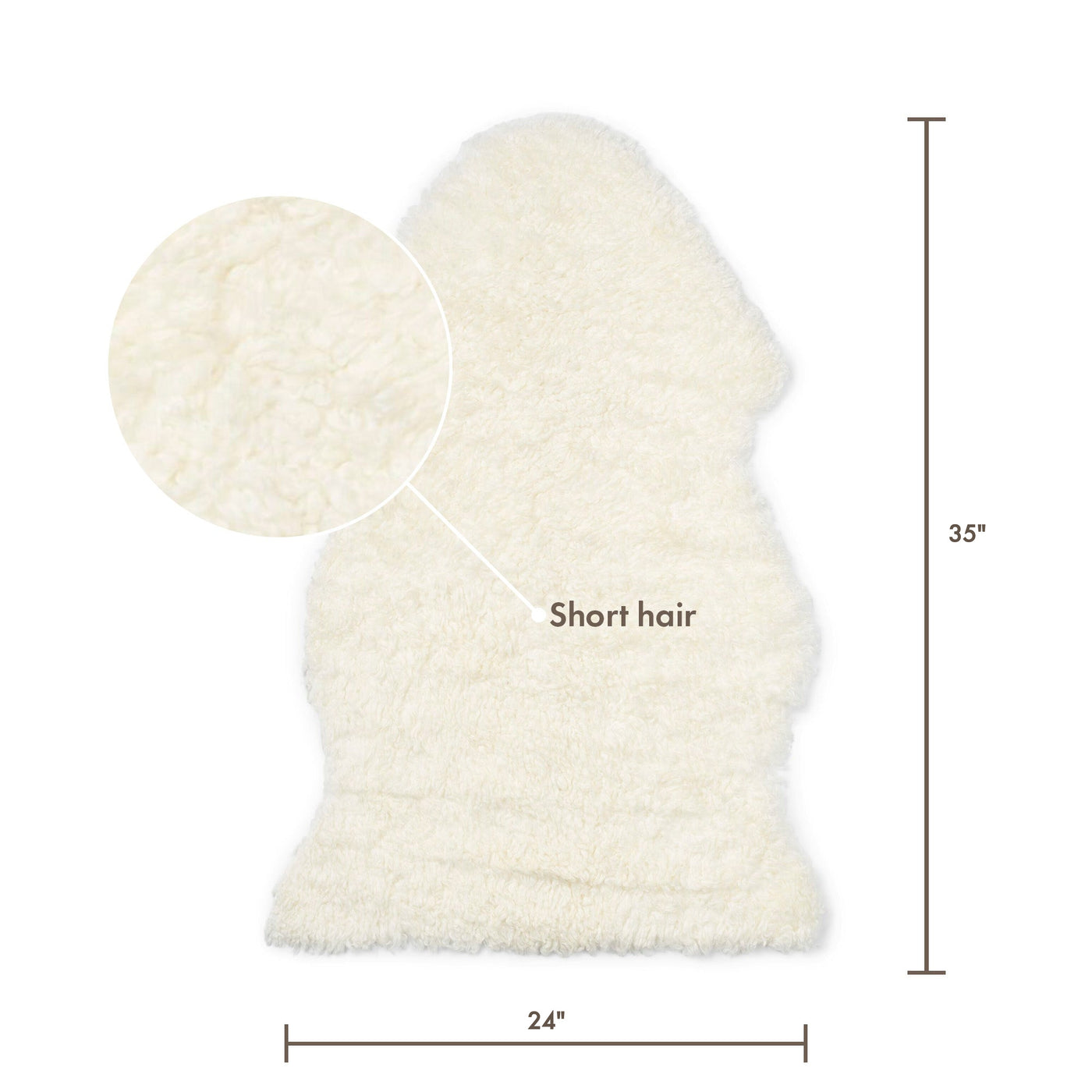 Merino Sheepskin Short Wool approx. 35 in - Ivory