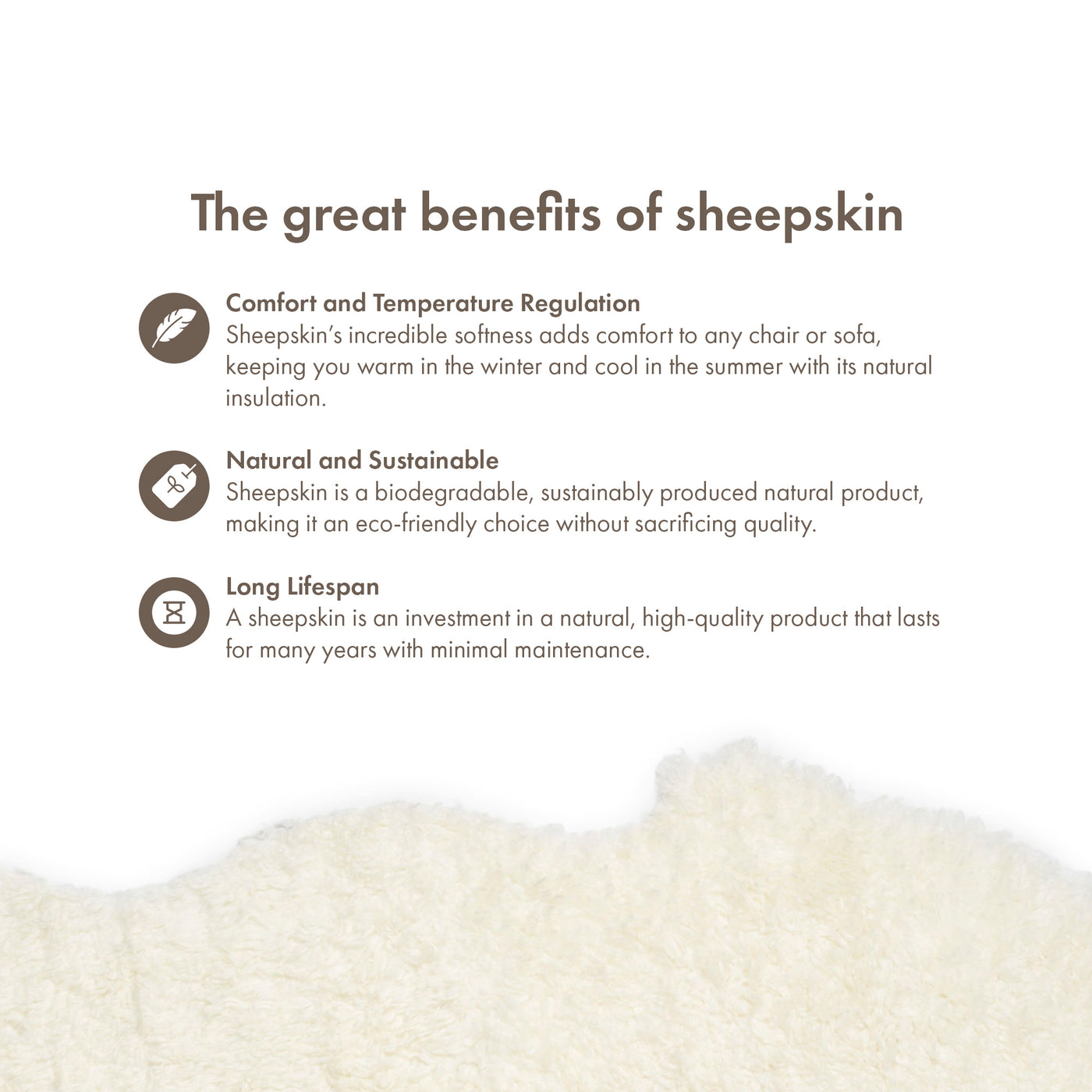Merino Sheepskin Short Wool approx. 35 in - Ivory