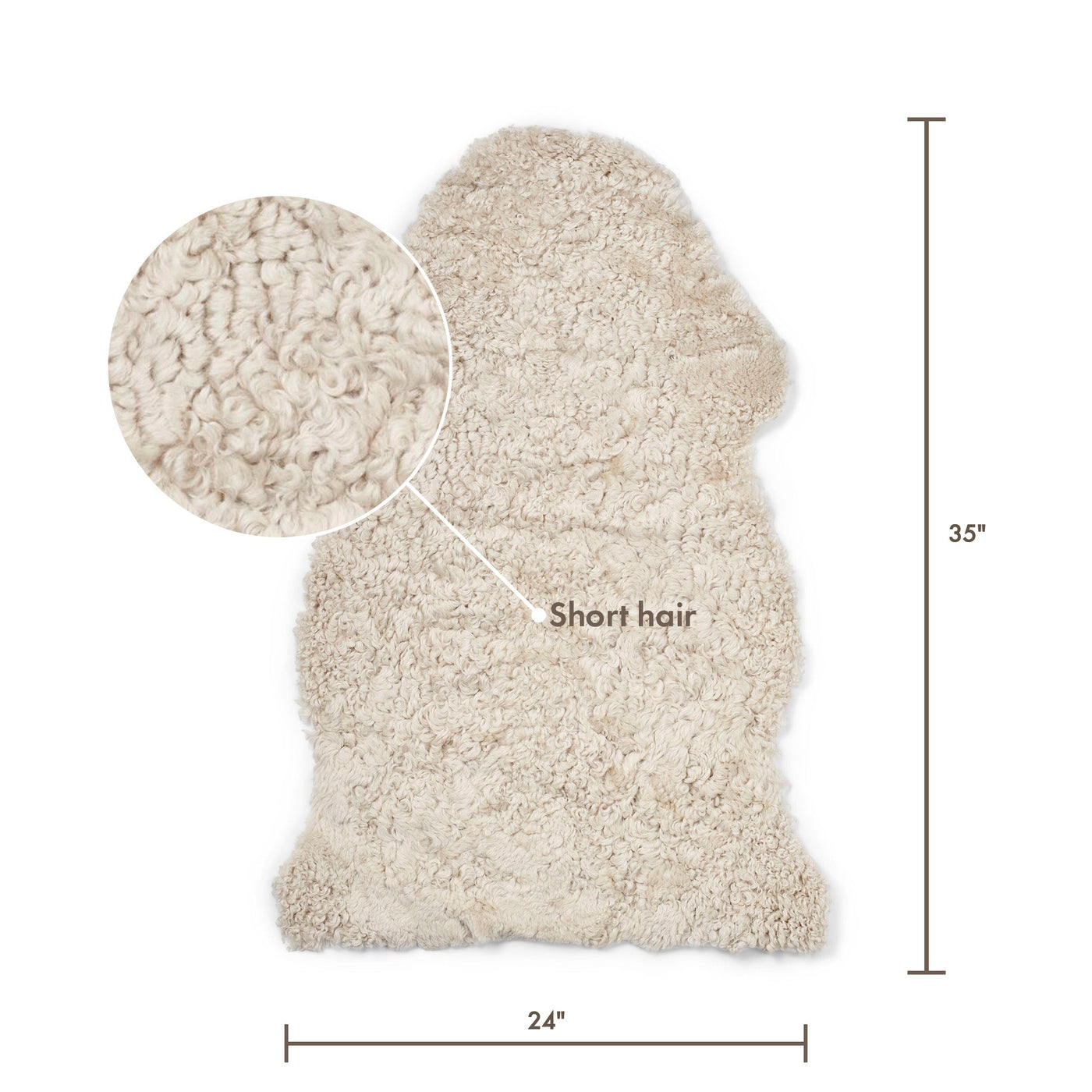Merino Sheepskin Short Wool approx. 35 in - Pearl