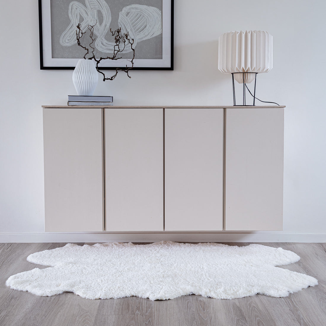 Quadruple Sheepskin Rug | New Zealand | Short Wool Curly - Ivory