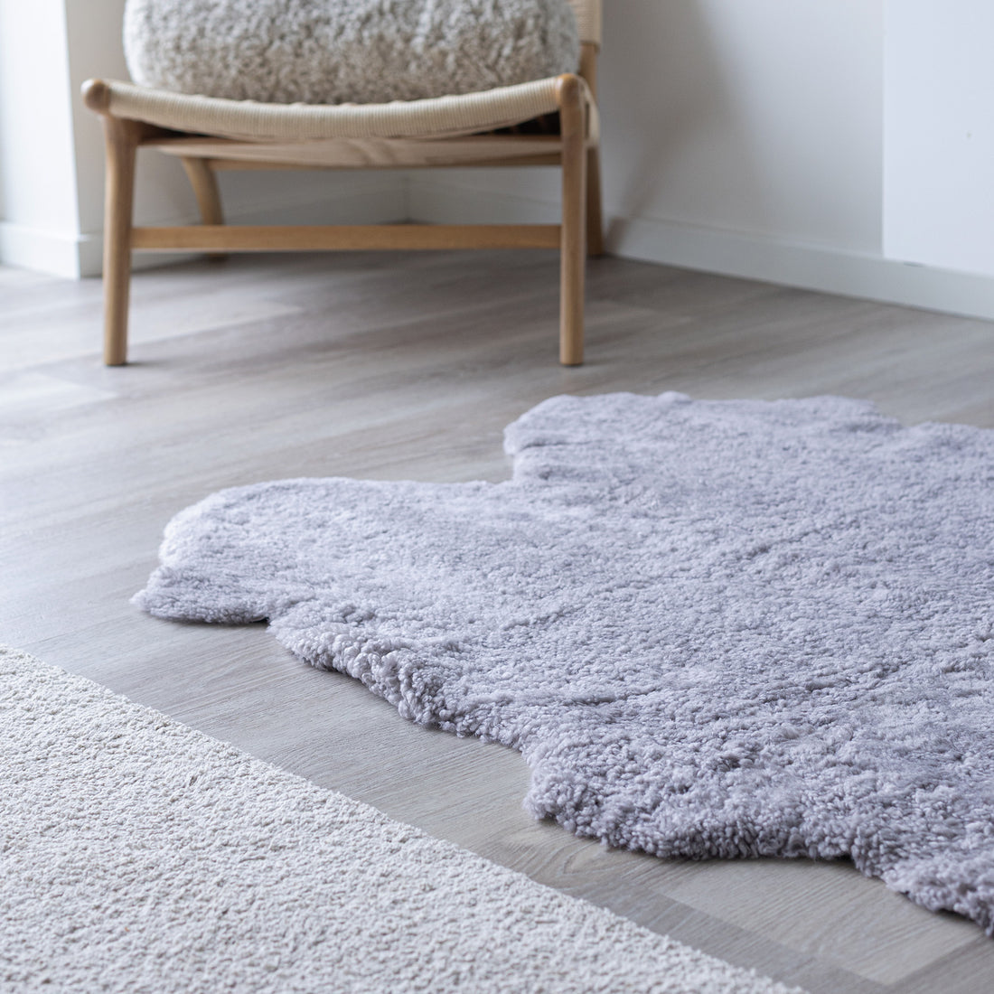 Quadruple Sheepskin Rug | New Zealand | Short Wool Curly - Grey
