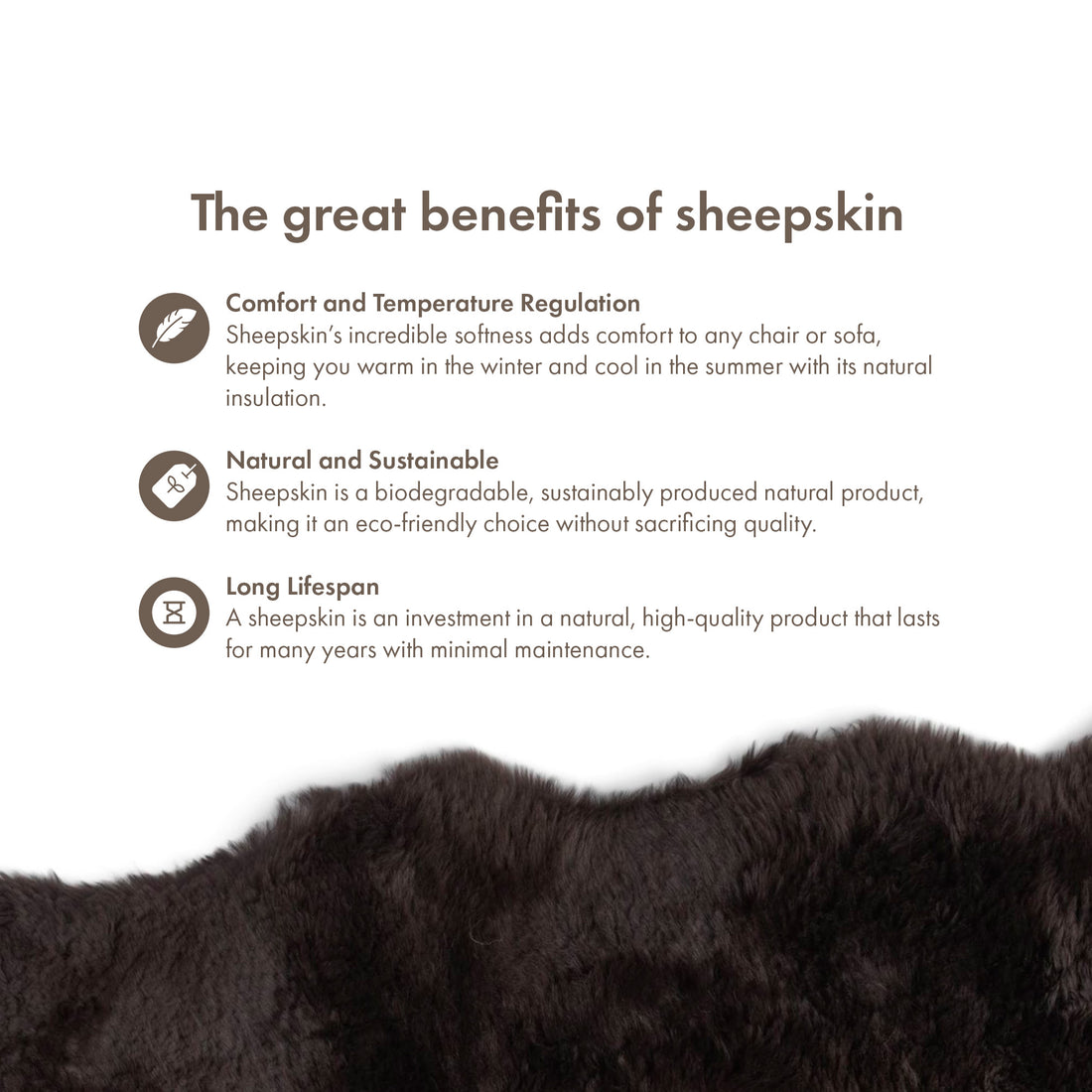 Merino Double Sheepskin Long Wool 67x24 in - Chocolate