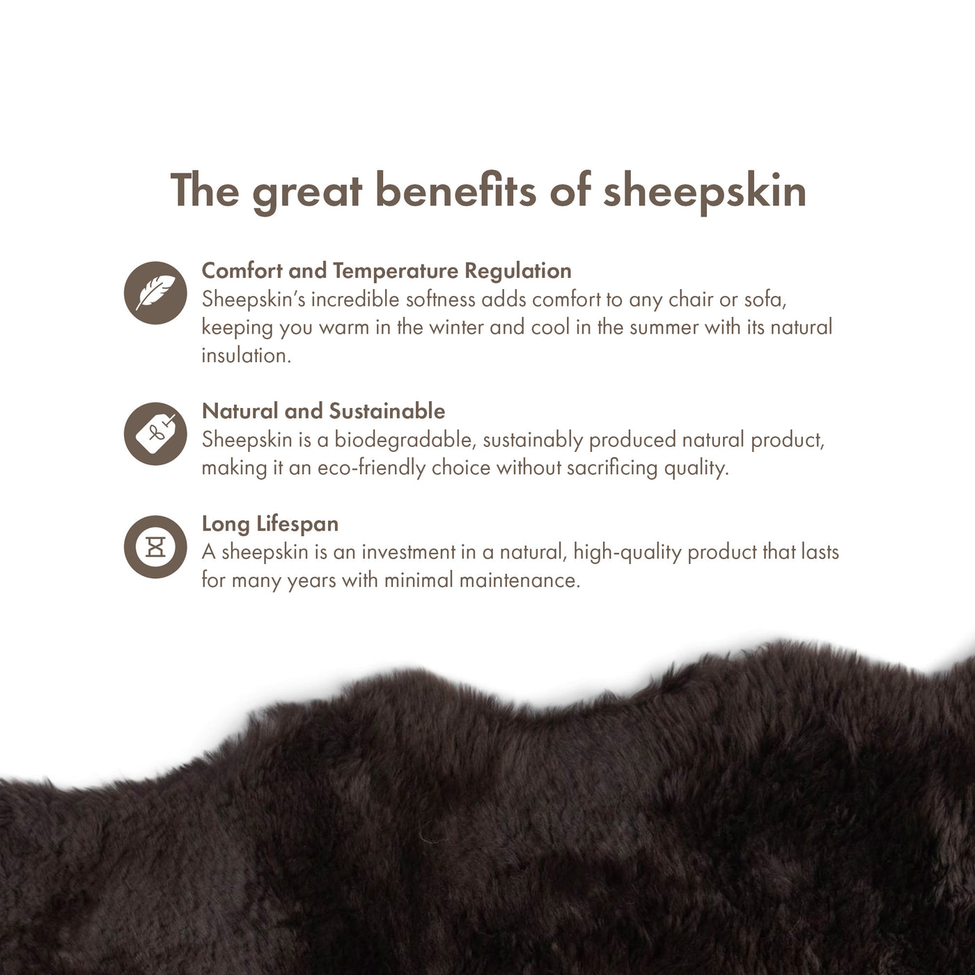 Merino Double Sheepskin Long Wool 67x24 in - Chocolate