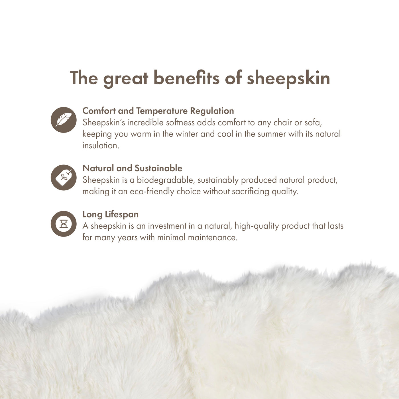 Merino Double Sheepskin Long Wool 67x24 in - Ivory
