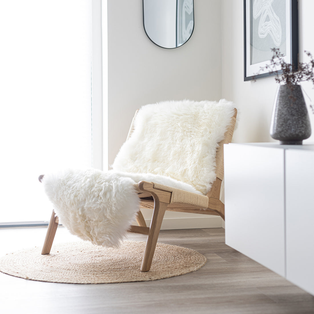 Merino Double Sheepskin Long Wool 67x24 in - Ivory