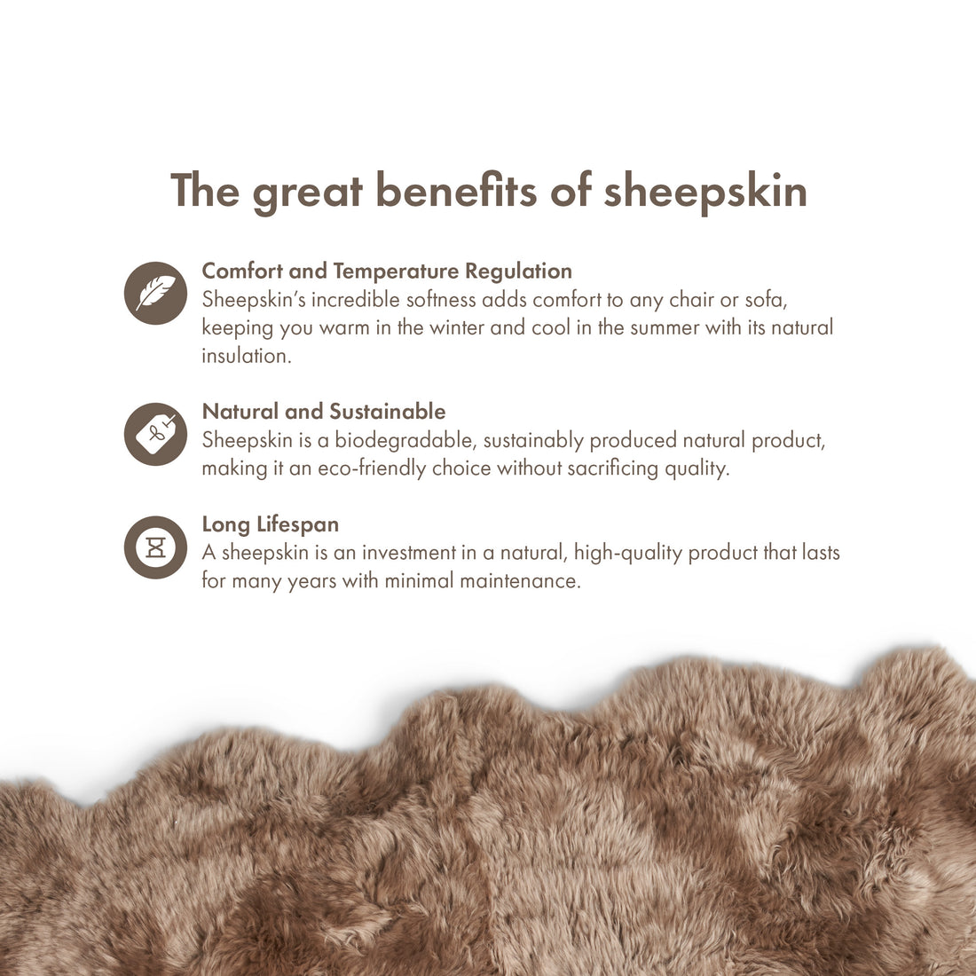 Merino Sheepskin Rug Long Wool 67x43 in - Taupe