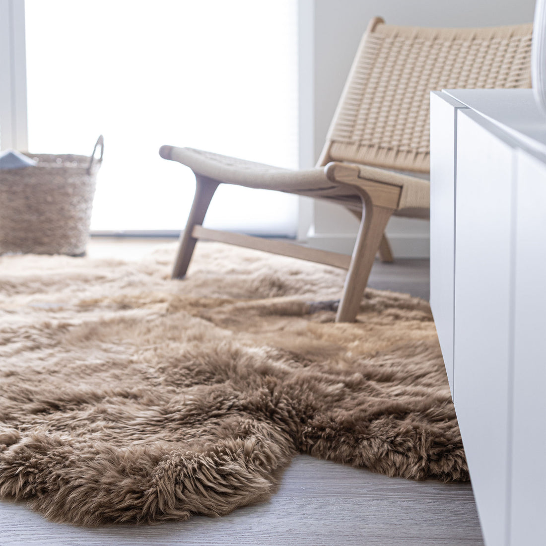 Merino Sheepskin Rug Long Wool 67x43 in - Taupe
