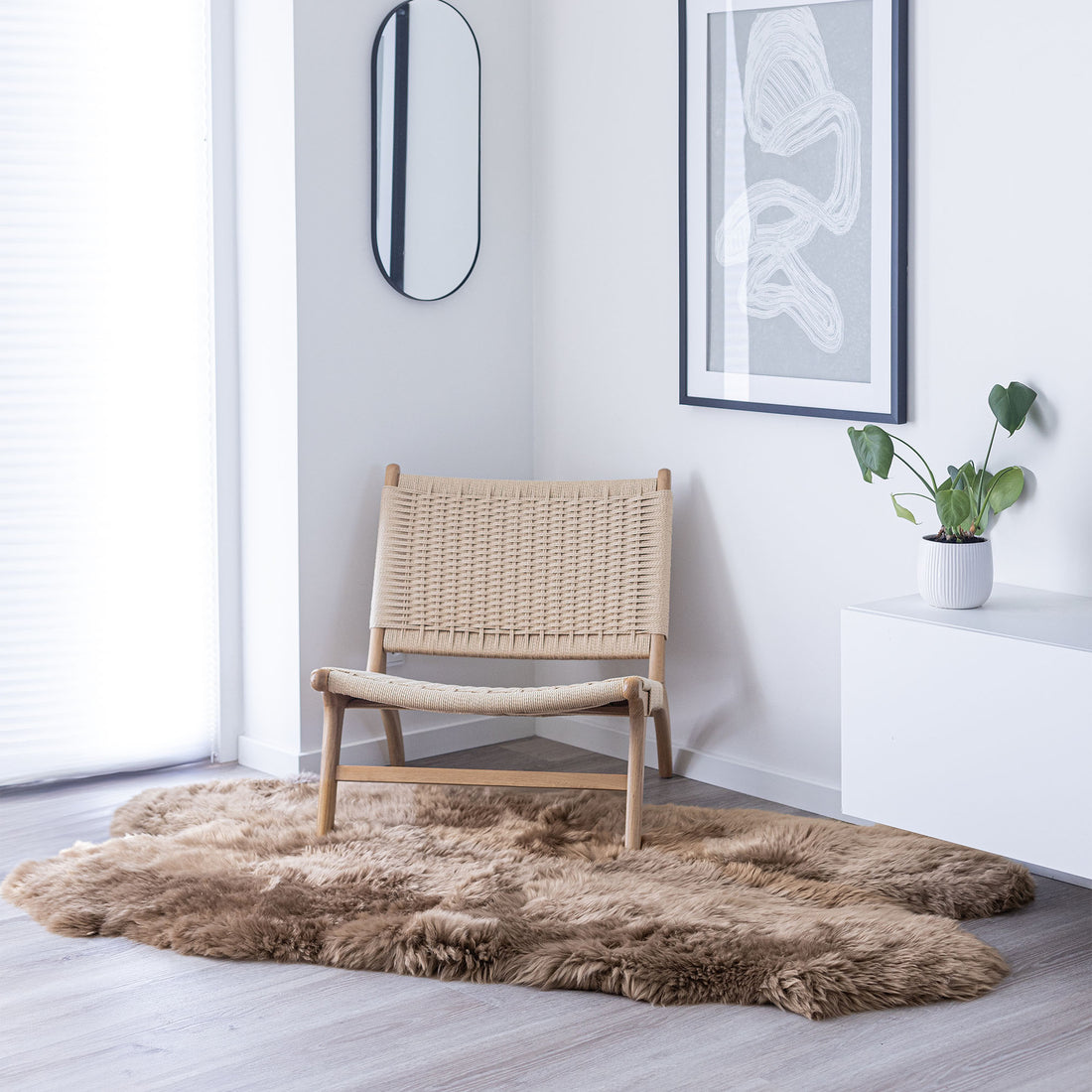 Merino Sheepskin Rug Long Wool 67x43 in - Taupe