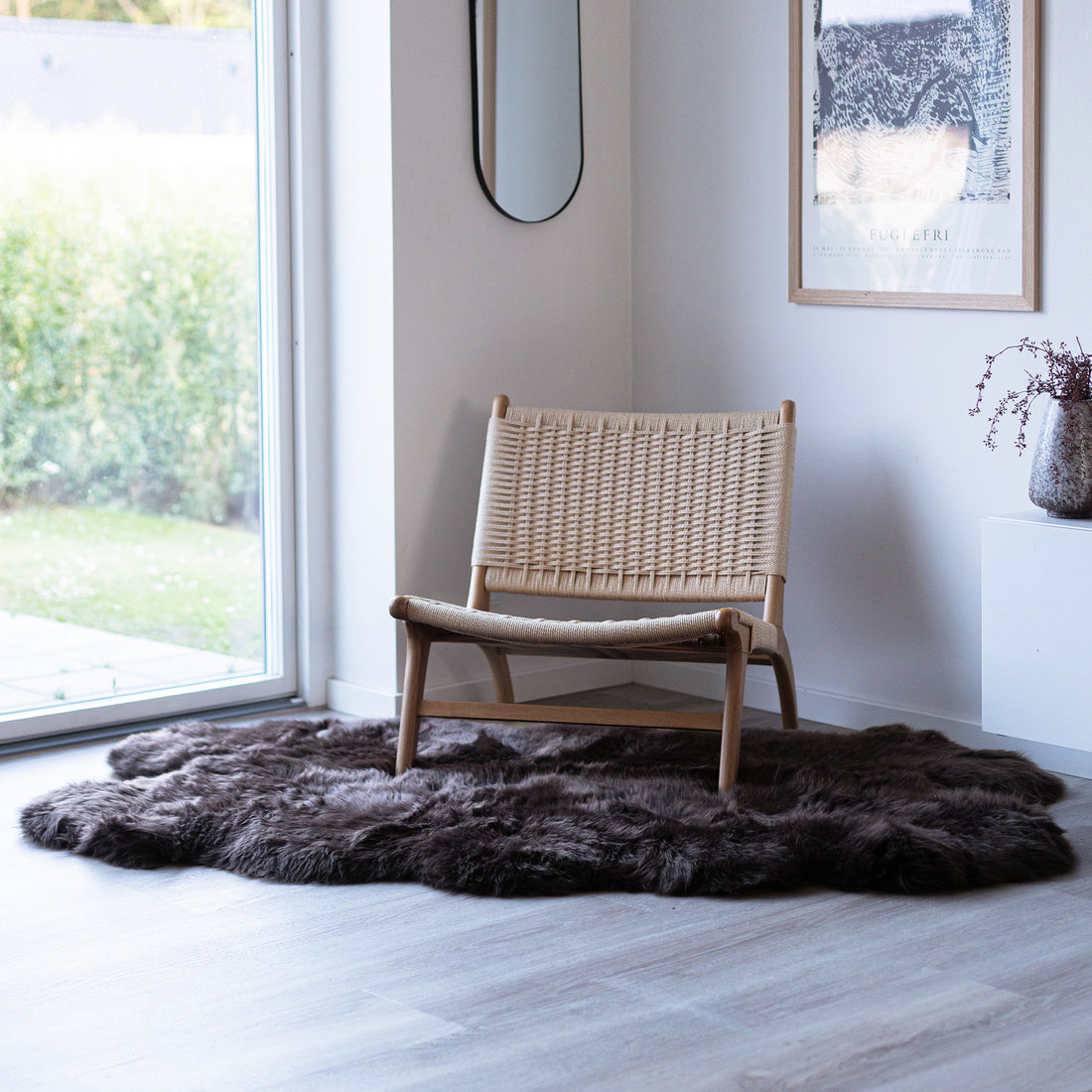 Merino Sheepskin Rug Long Wool 67x43 in - Chocolate