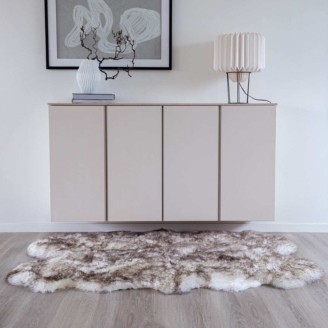 Merino Sheepskin Rug Long Wool 67x43 in - Wolf Tip