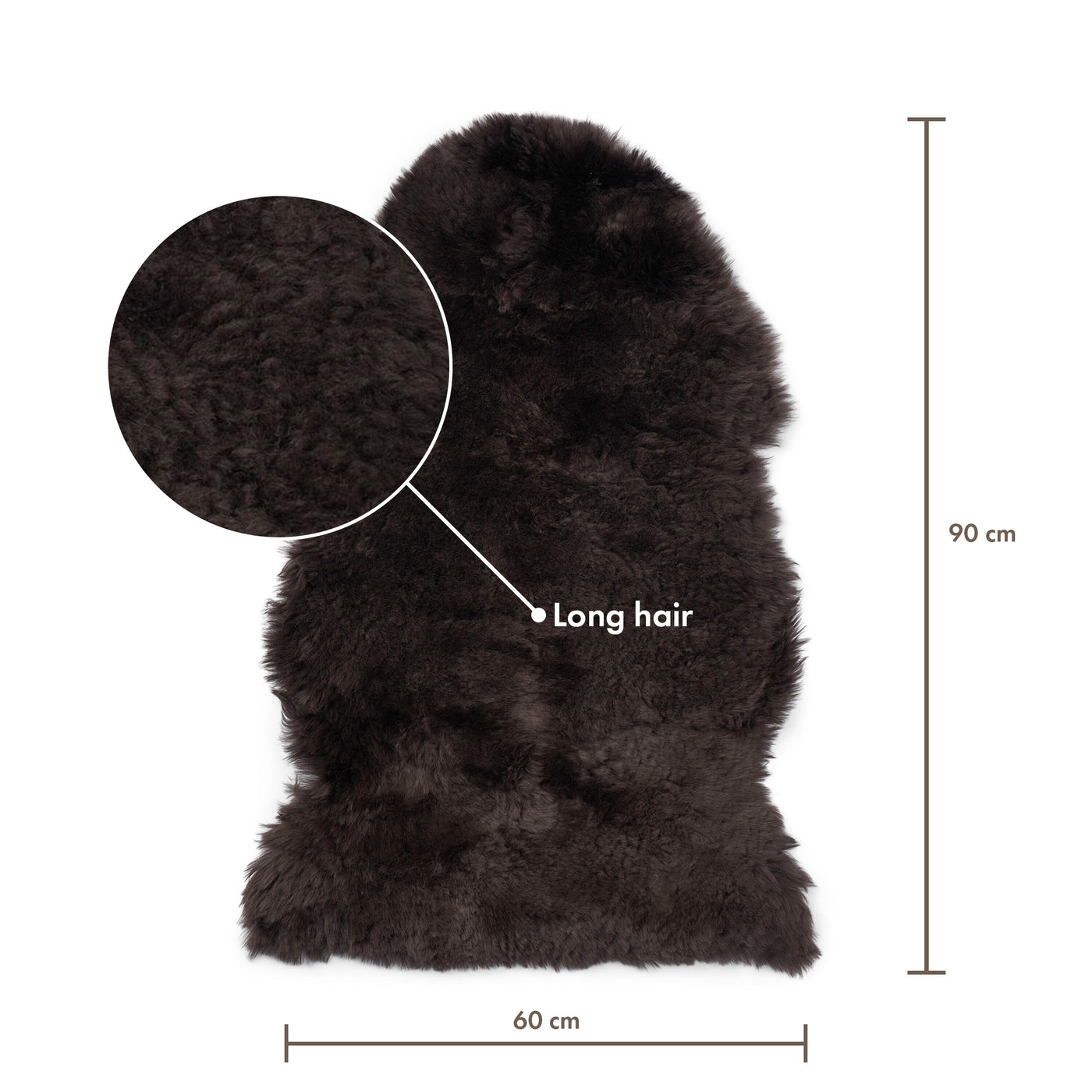 Merino Sheepskin Dyed New Zealand approx. 35 in - Chocolate