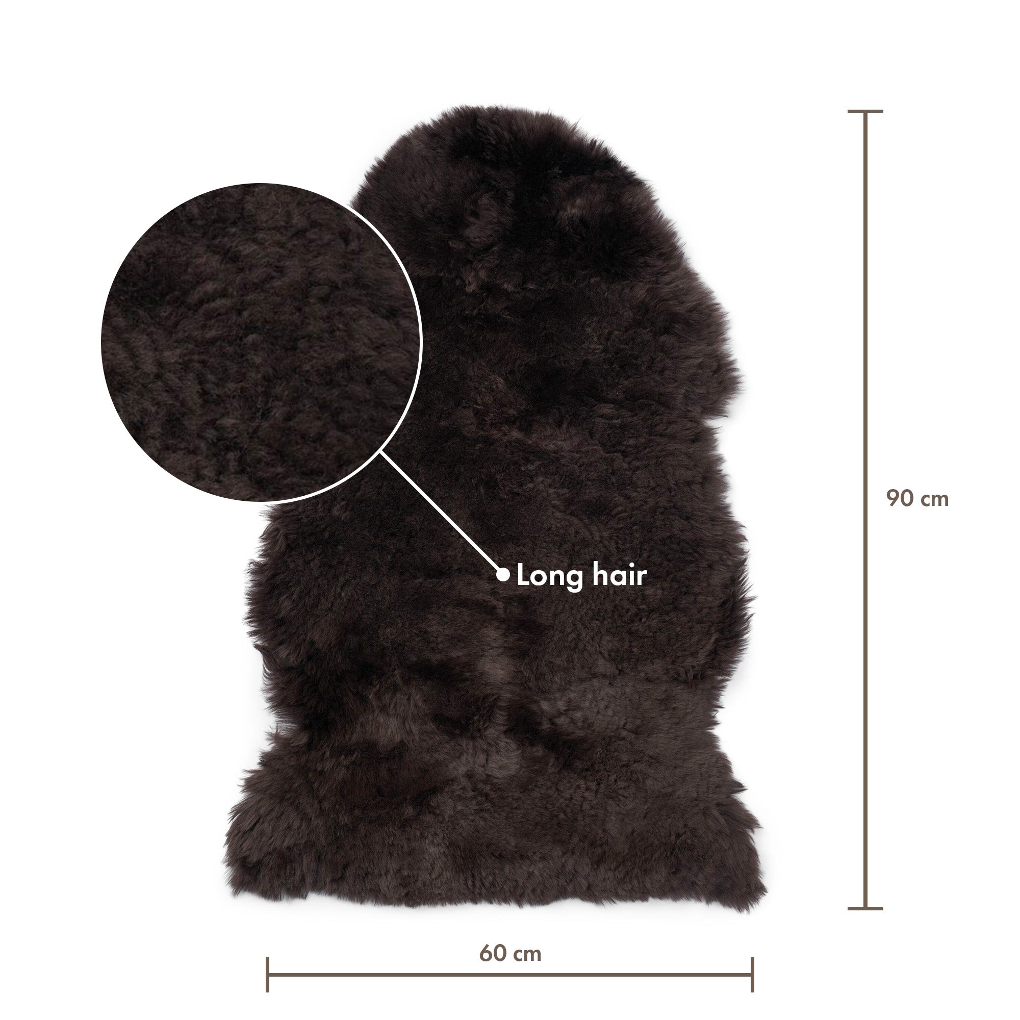Merino Sheepskin Dyed New Zealand approx. 35 in - Chocolate