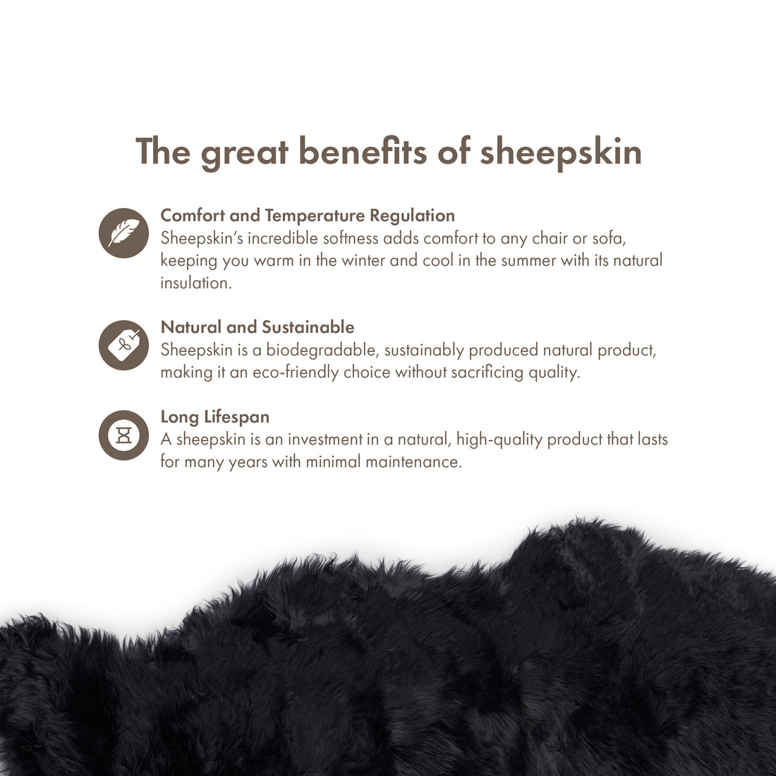 Merino Sheepskin Dyed New Zealand approx. 35 in - Black