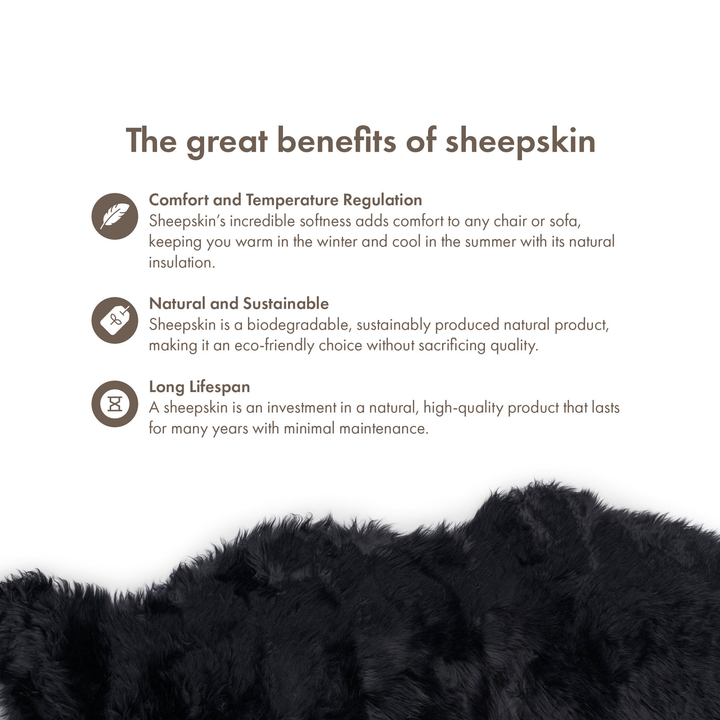 Merino Sheepskin Dyed New Zealand approx. 35 in - Black