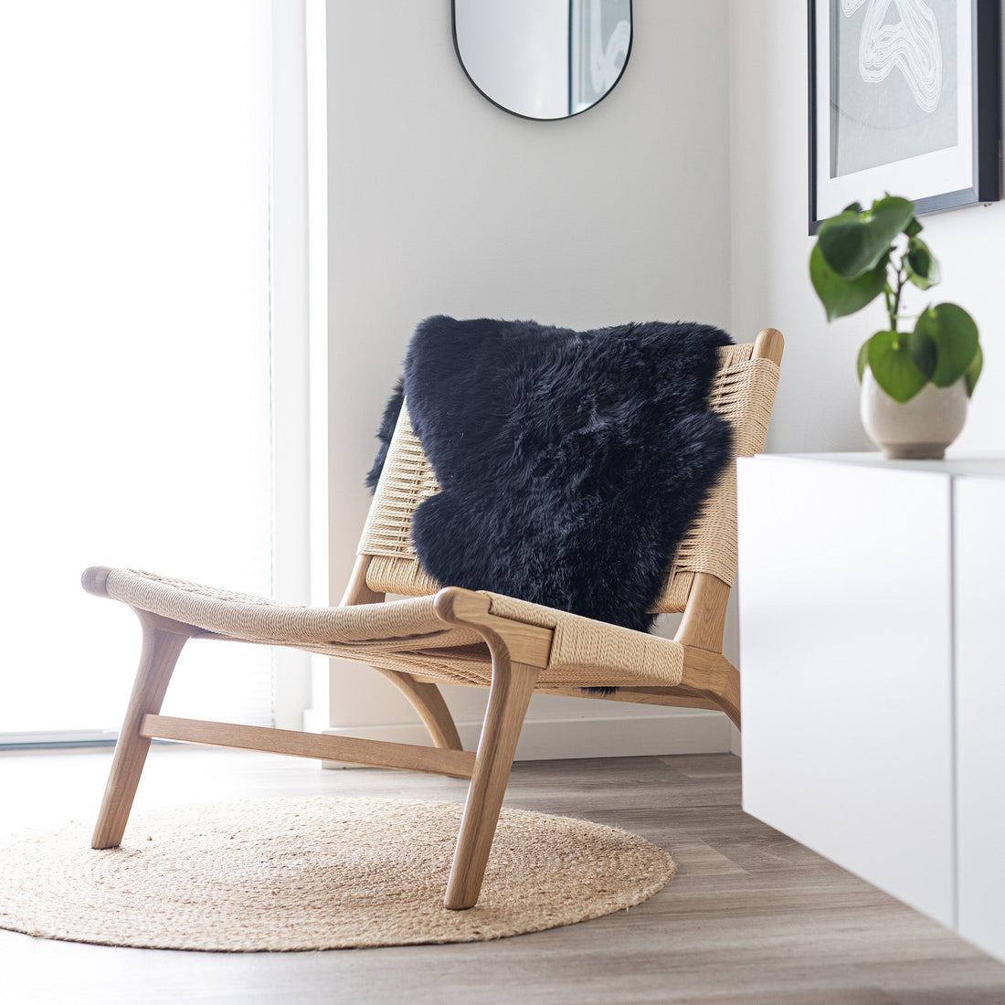 Nordic Sheepskin Set of Four approx. 35 in each - Longwool Black