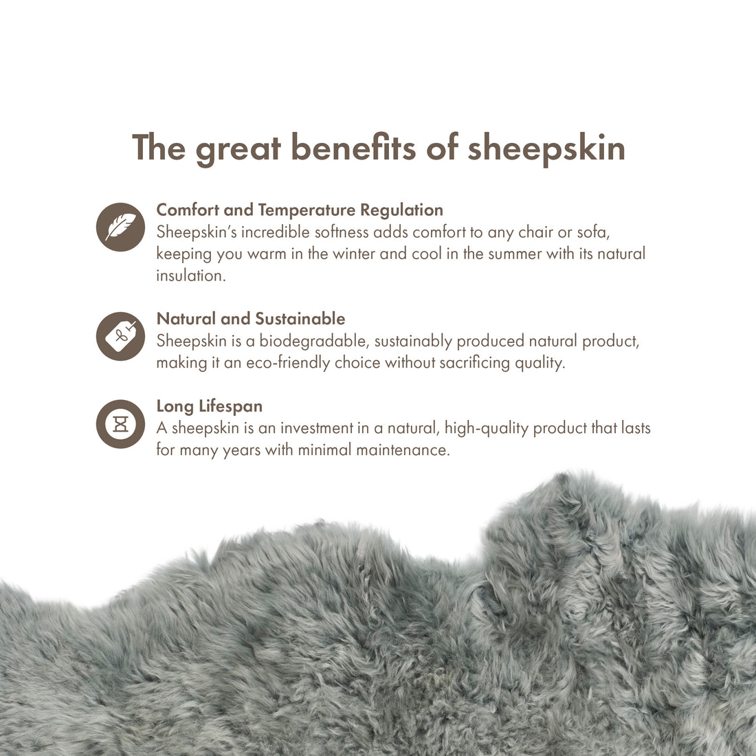 Merino Sheepskin Dyed New Zealand approx. 35 in - Light Grey