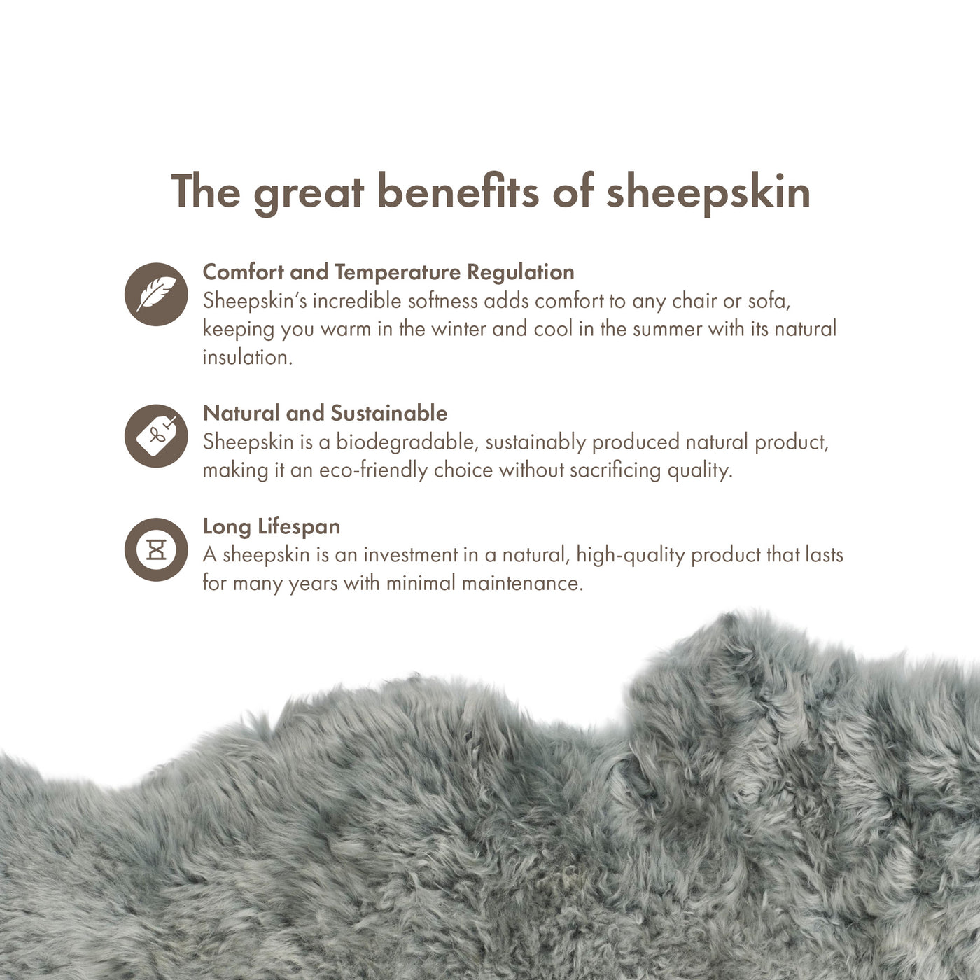 Merino Sheepskin Dyed New Zealand approx. 35 in - Light Grey