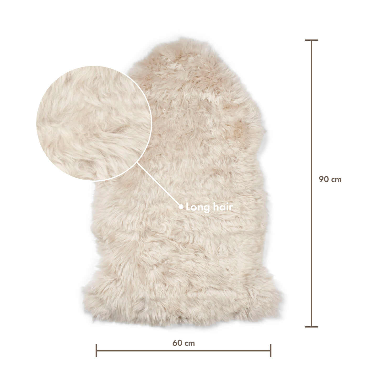 Merino Sheepskin Dyed New Zealand approx. 35 in - Linen