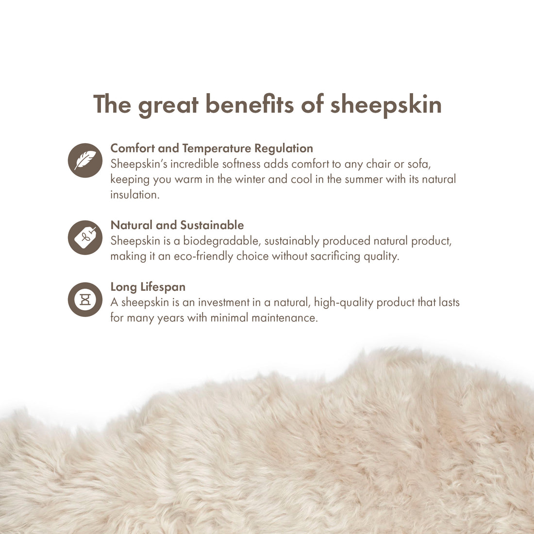Merino Sheepskin Dyed New Zealand approx. 35 in - Linen