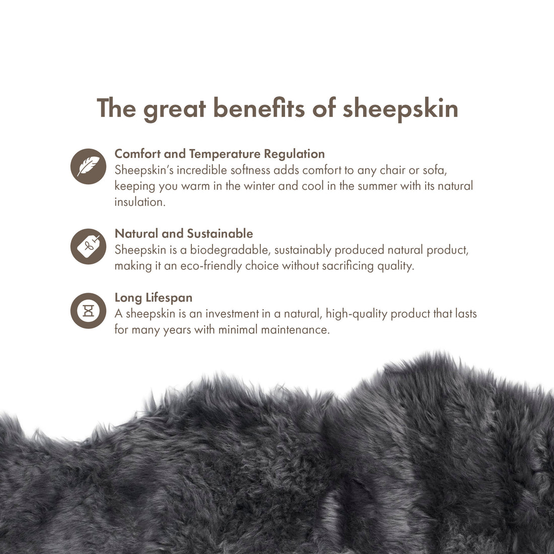 Merino Sheepskin Dyed New Zealand approx. 35 in - Steel