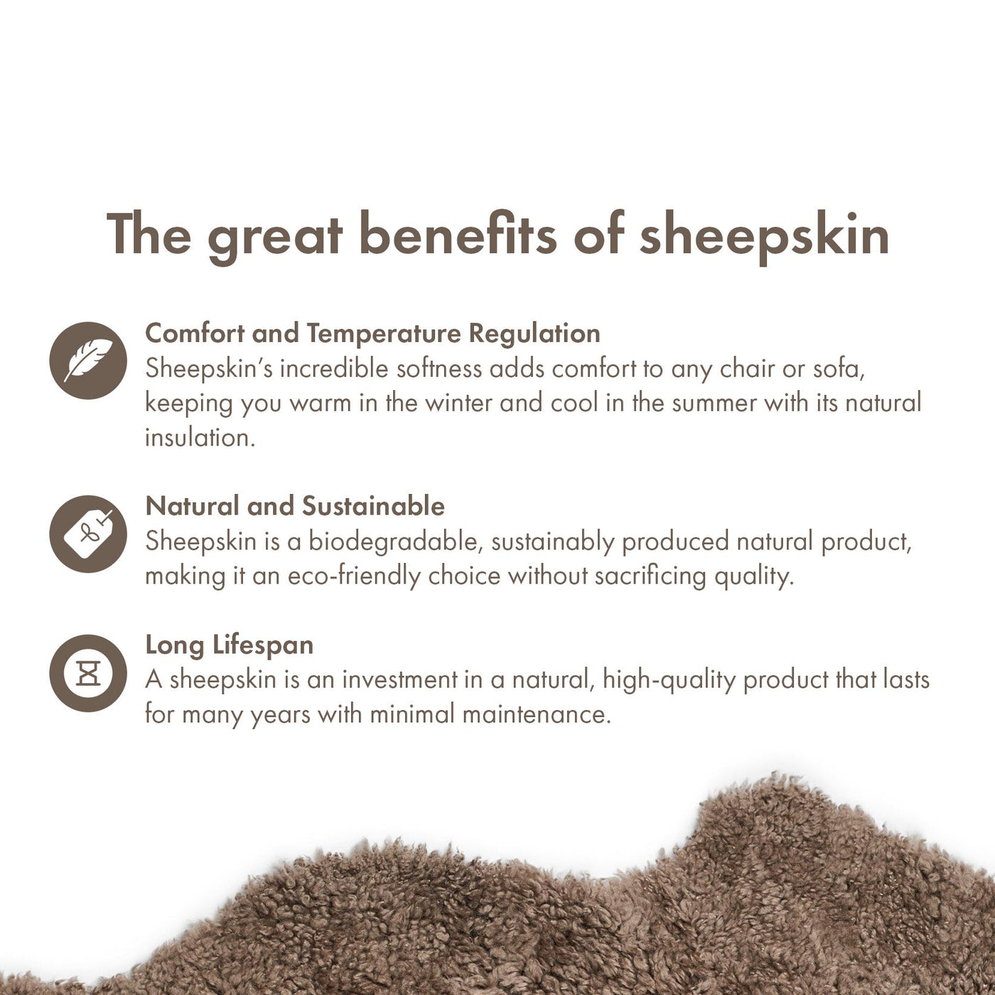 Merino Sheepskin Short Wool approx. 35 in - Taupe