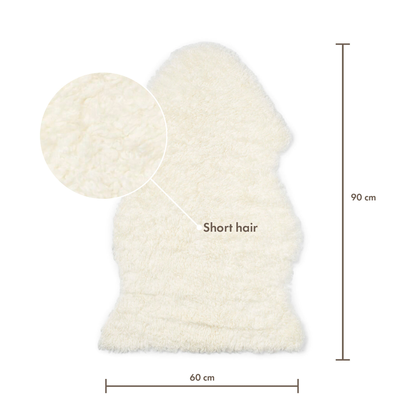 Merino Sheepskin Short Wool approx. 35 in - Ivory
