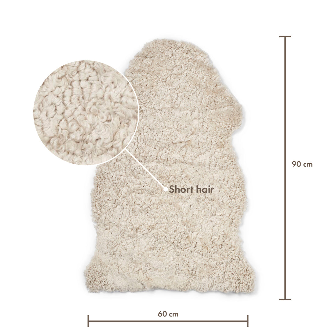 Merino Sheepskin Short Wool approx. 35 in - Pearl
