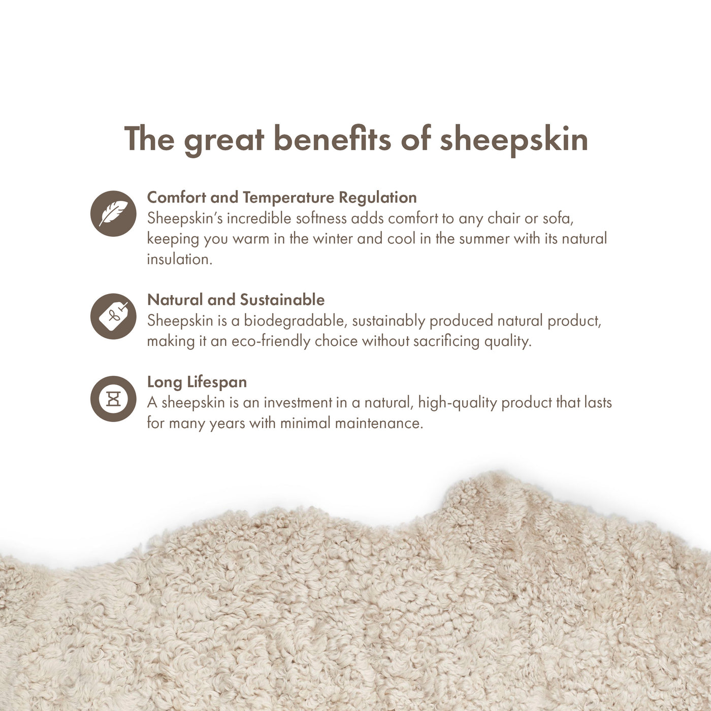 Merino Sheepskin Short Wool approx. 35 in - Pearl