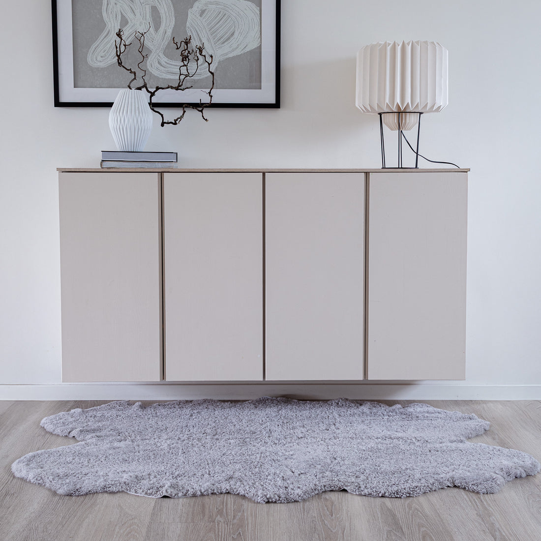 Quadruple Sheepskin Rug | New Zealand | Short Wool Curly - Grey