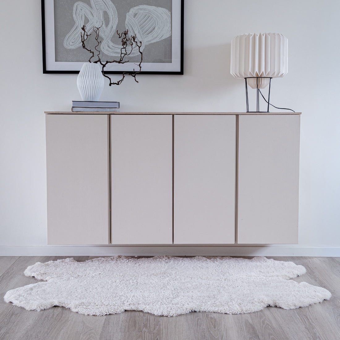 Quadruple Sheepskin Rug | New Zealand | Short Wool Curly - Pearl
