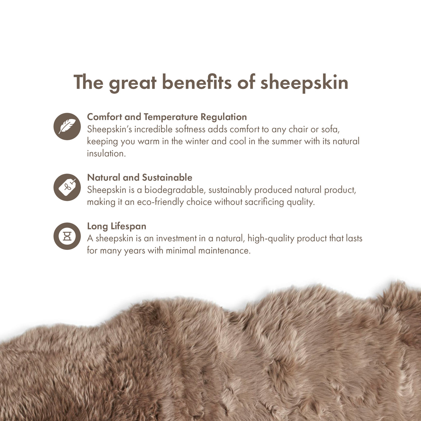 Merino Double Sheepskin Long Wool 67x24 in - Taupe