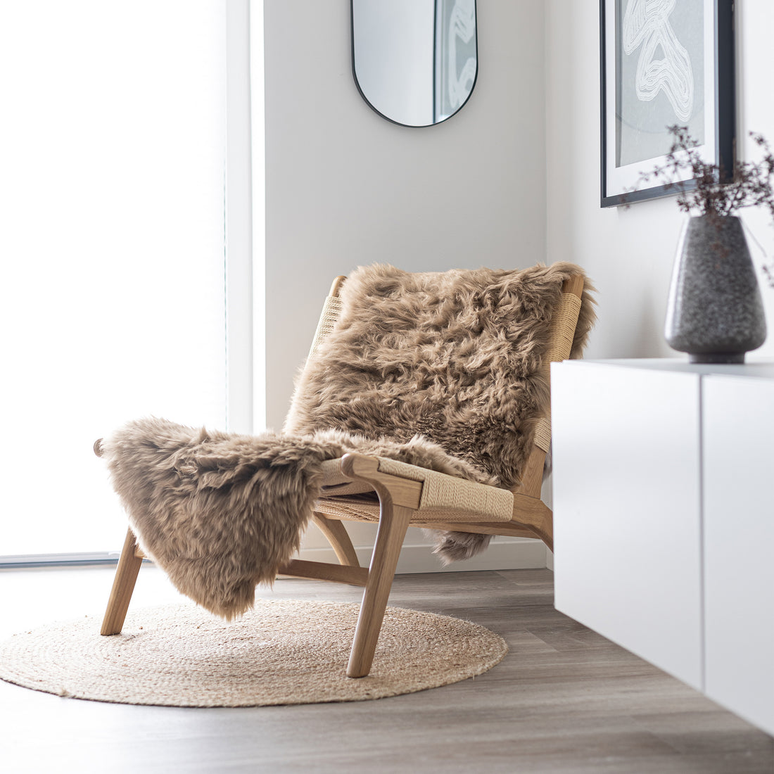 Merino Double Sheepskin Long Wool 67x24 in - Taupe