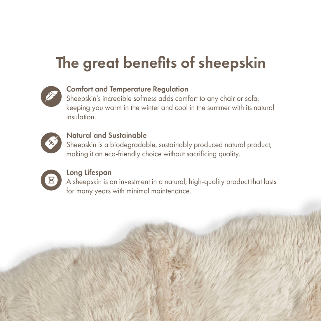 Merino Double Sheepskin Long Wool 67x24 in - Linen