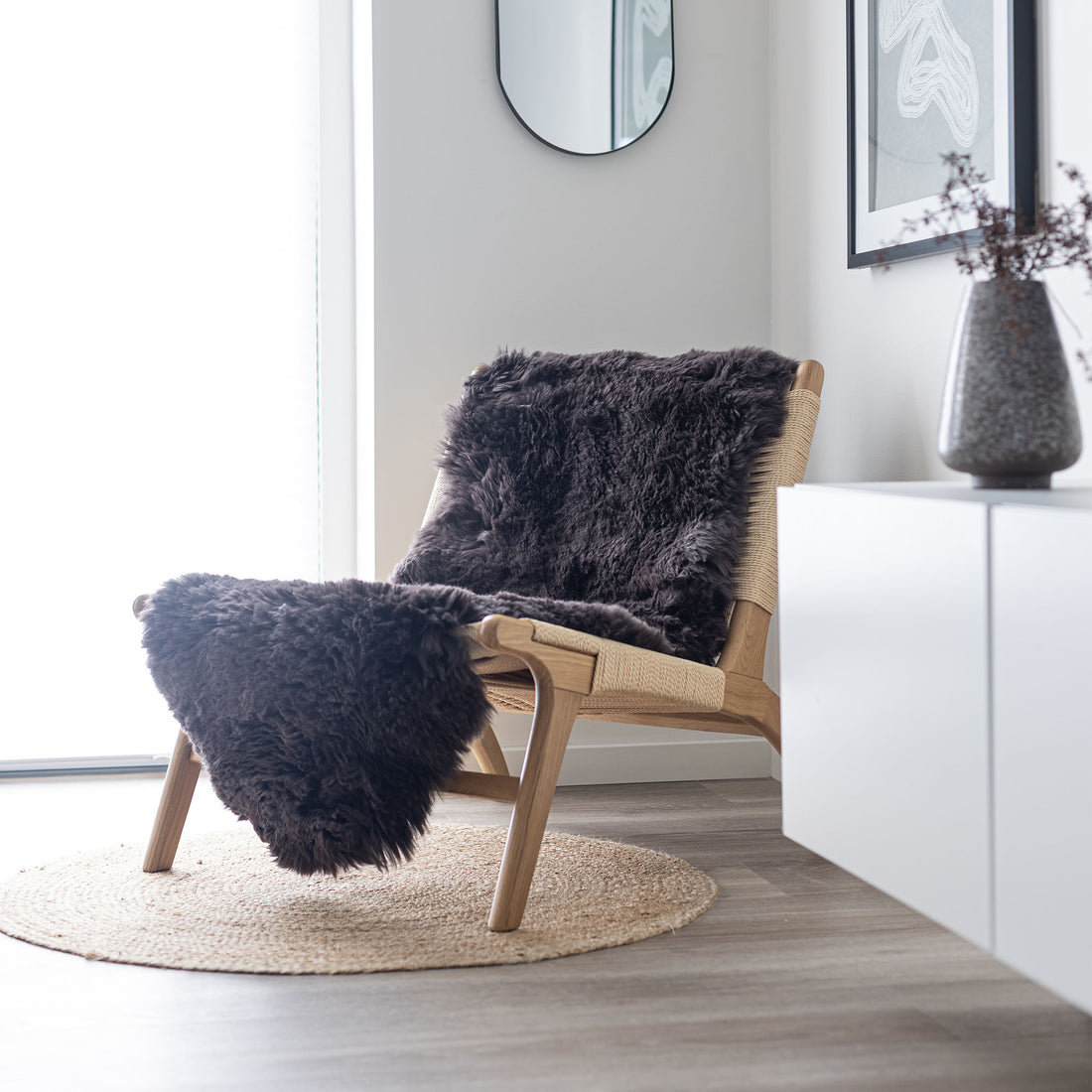 Merino Double Sheepskin Long Wool 67x24 in - Chocolate