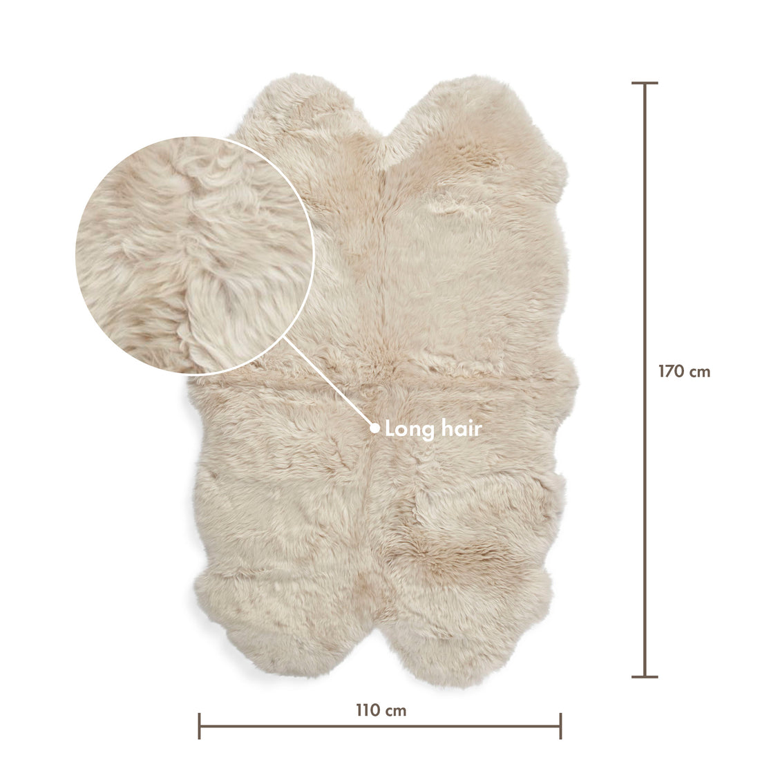 Merino Sheepskin Rug | Long Wool | 67x43 in