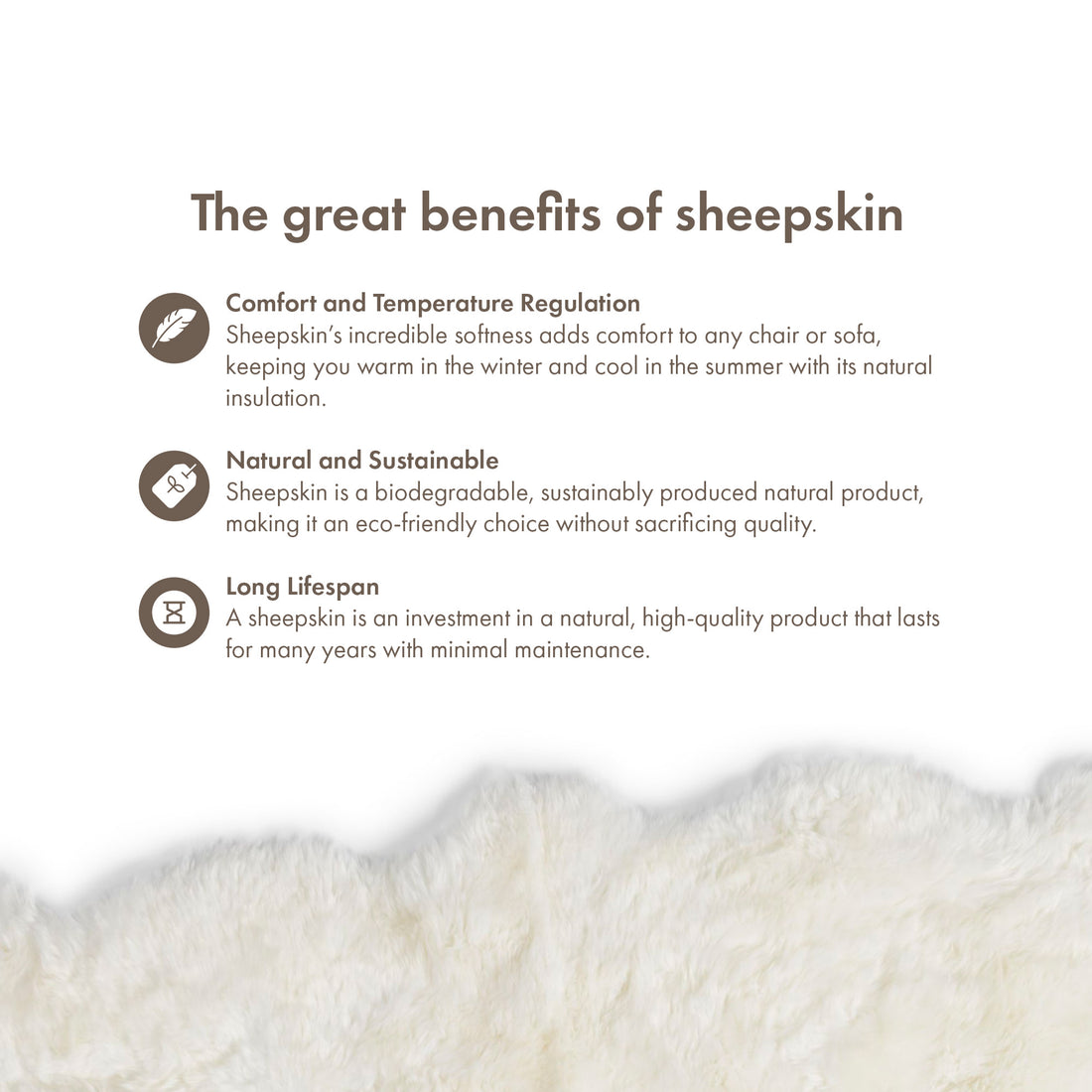 Merino Sheepskin Rug Long Wool 67x43 in - Ivory