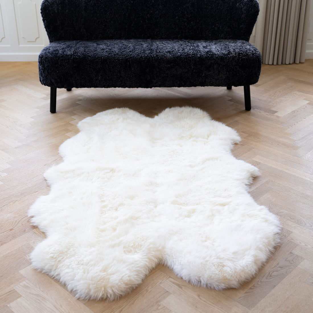 Merino Sheepskin Rug Long Wool 67x43 in - Ivory